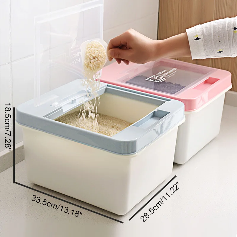 

20/30/50 Catty Grain Rice Home Kitchen Clear Cover Storage Box Holder Organizer Case Flour Cereal Snacks Seal Container Boxes