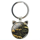 Новинка, посеребренный брелок для ключей с классическим ландшафтом, облаками, ручным покрытием, кошачьими ушками, мужские и женские сумки, брелок, аксессуары, ювелирные изделия