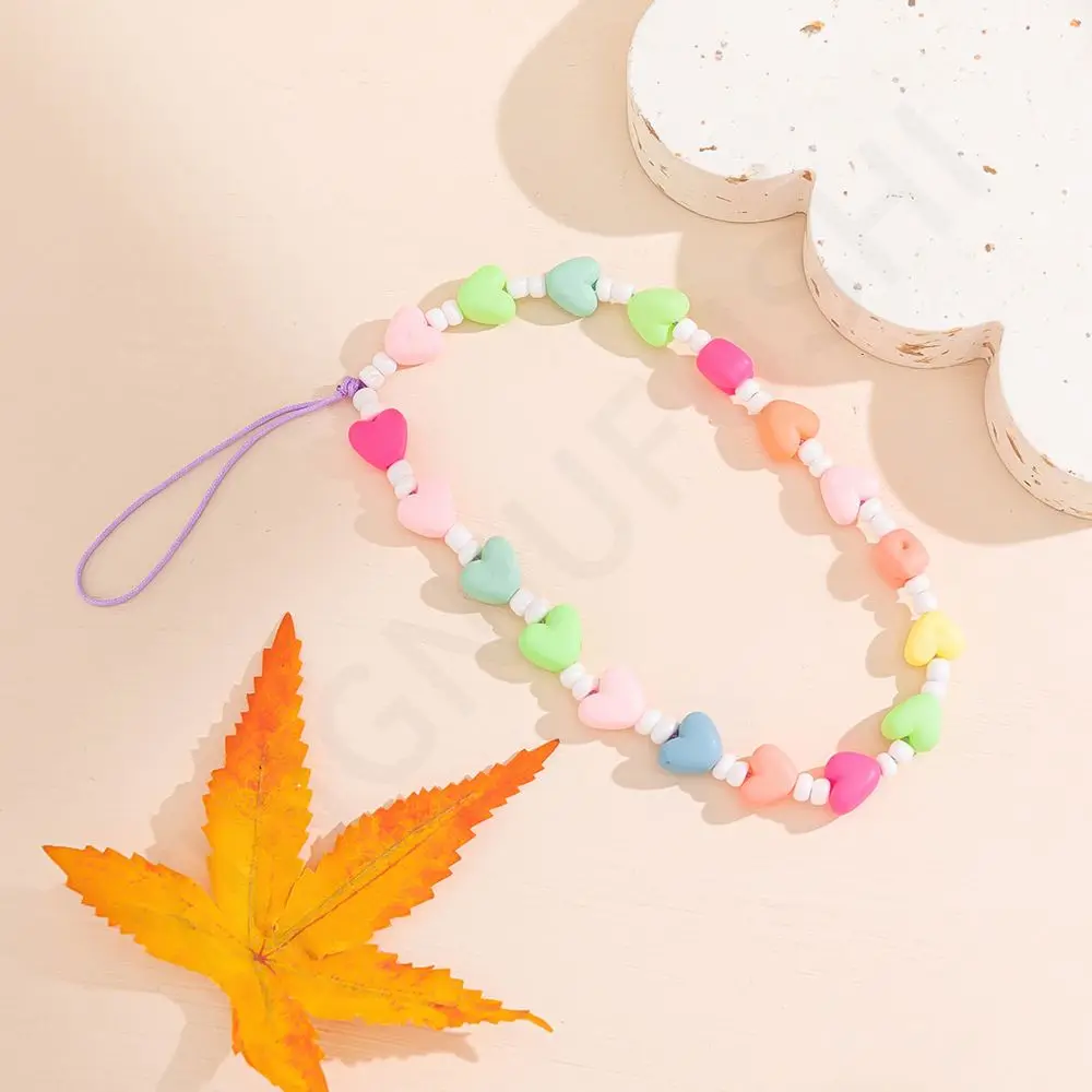 Шнурок для телефона подвеска с кристаллами против потери акриловые бусины