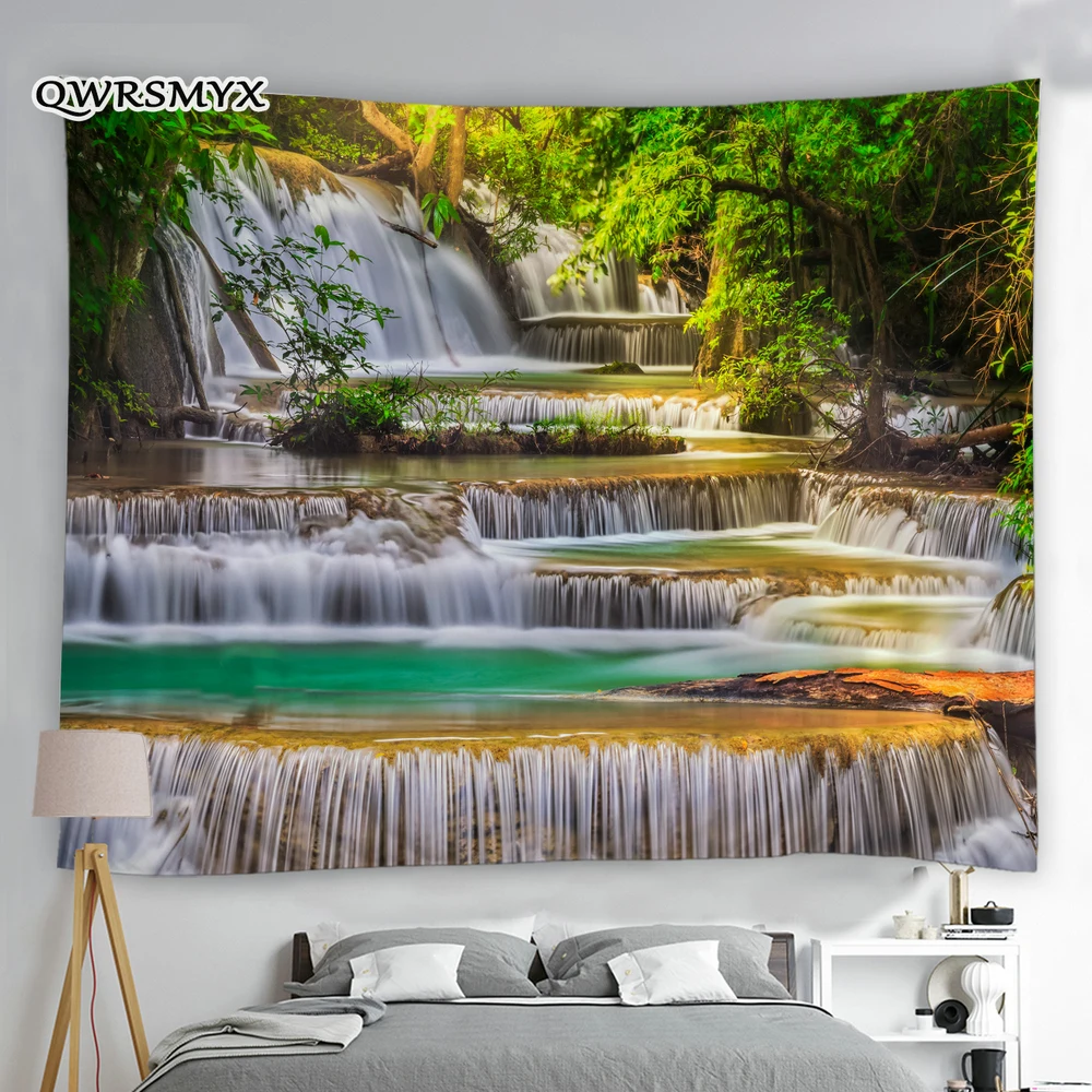 

Ladder Waterfall Forest Scenery Tapestry Wall Hangings Landscape Decoration For Bedroom Home living Room Decor Aesthetic Wall