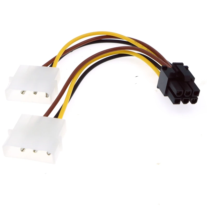 15 см 2 IDE двойной 4pin Molex штекер до 6 Pin разъем PCI-E Y кабель питания адаптер Коннектор
