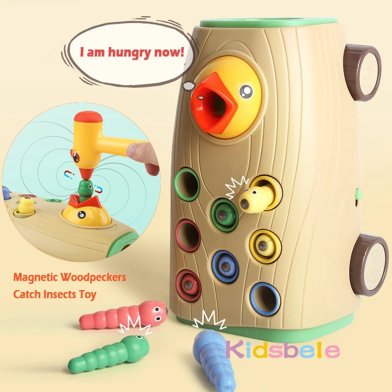 game knocking feeding toys toddler magnetic bird catch bugs pulling car musical woodpecker 5 in 1 function early educational toy free global shipping