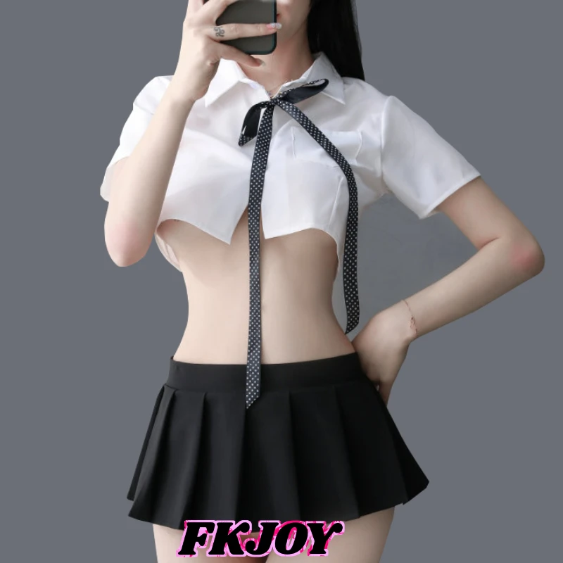 Женский костюм для ролевых игр черный белый топ и юбка с бантом косплея|Комплекты