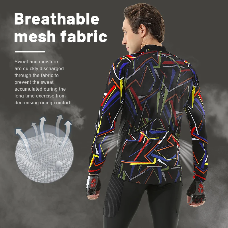 Мужская Велосипедная Майка С Длинным Рукавом PHMAX Дышащая Быстросохнущая Рубашка