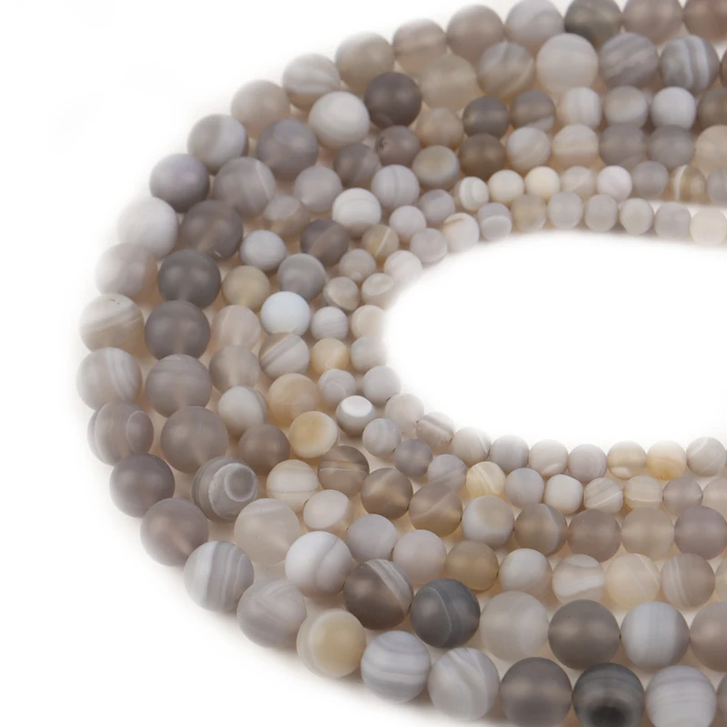 

Natural Stone Matte Grey Agate Beads Round Grey Loose Beads For Jewelry DIY Making Bracelet Accessories 15" 6/8/10mm Beadtales