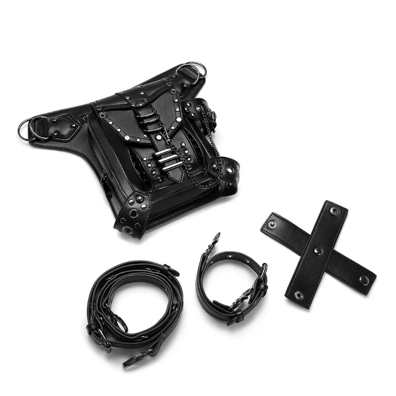 

Girl's Gothic Waist Bag Fanny Pack Leather Steampunk Bag Side Bag Travel Purse