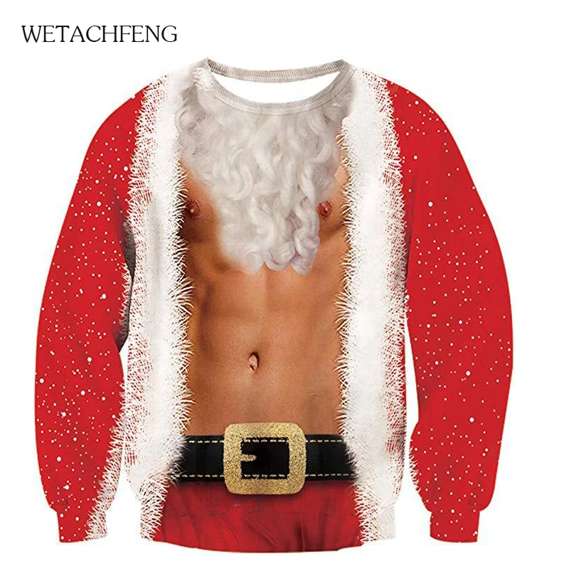 Рождественский Мужской Свитер оверсайз забавный уродливый милый свитер с 3D