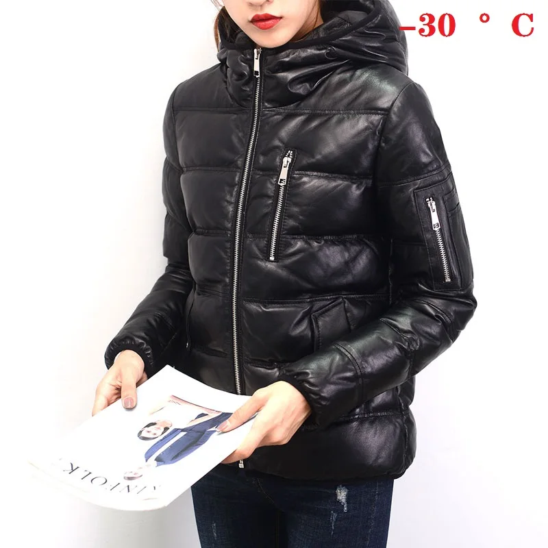 shipping,women Genuine Free leather jackets.winter thick female 20% white duck down sheepskin jacket,soft plus size leather coat