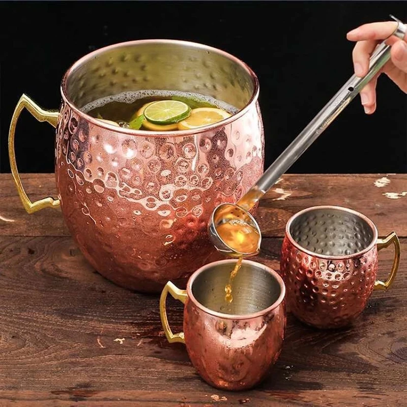 5L 304 Stainless Steel Mega Mug Moscow Mule Giant Hammered Moscow Mule Mug Ice Bucket Mug Water Glass Drinkware Gift Party Favor