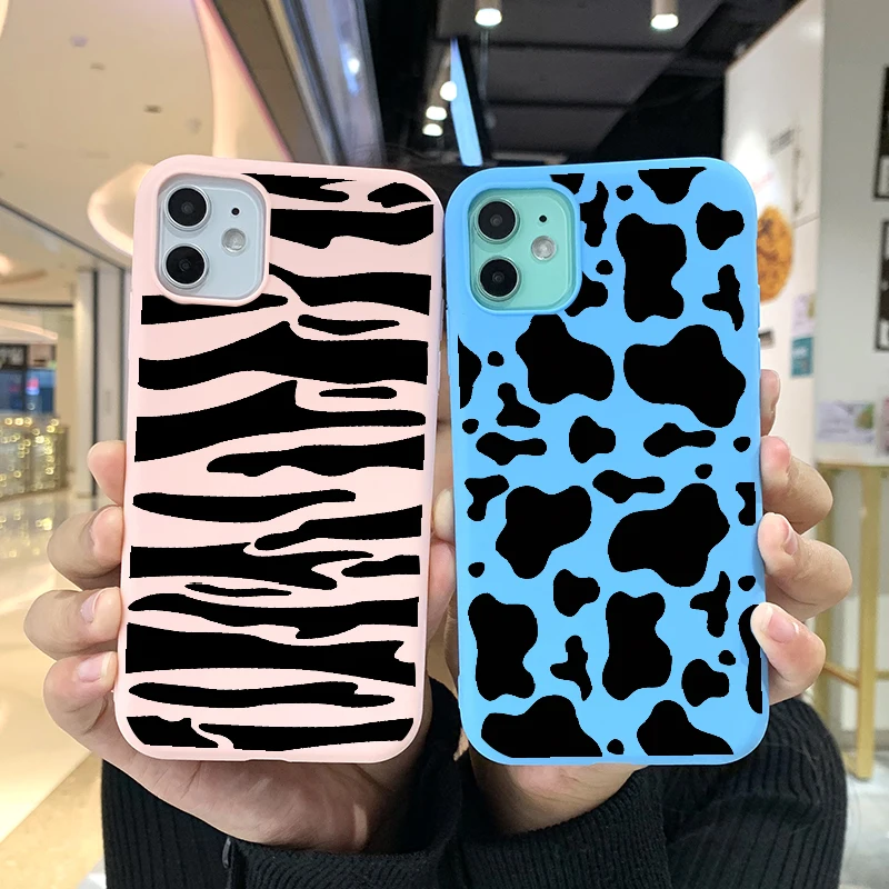 Чехол с коровьим узором для iPhone 12 Pro 11 XR X Xs Max 8 7 Plus Mini SE 2020 силиконовый чехол