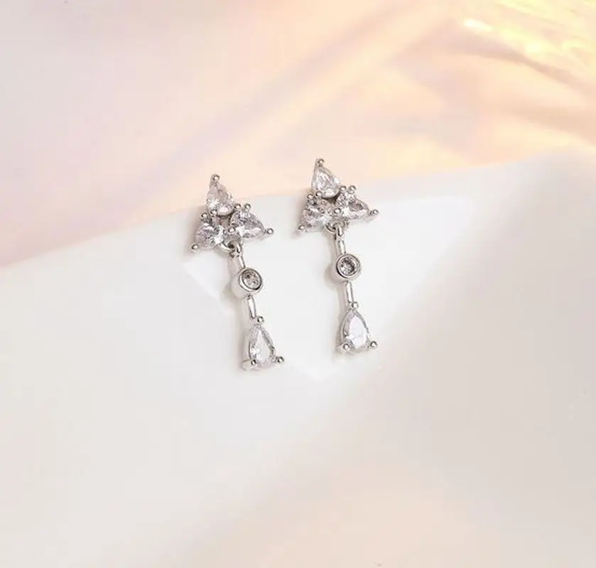 Новые серьги из стерлингового серебра 925 пробы женские с бриллиантами в