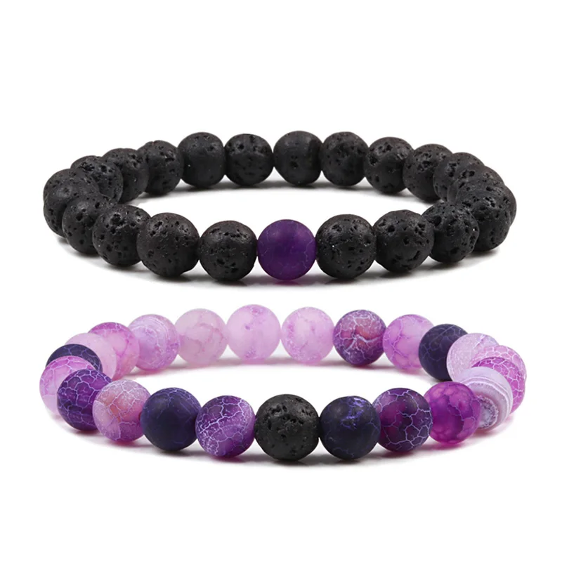 Браслет с бусинами из лавового камня 8 мм для мужчин и женщин | Украшения