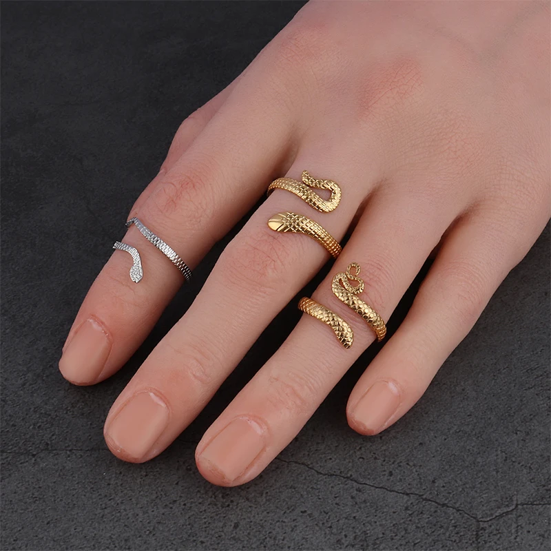 Кольцо в виде змеи из нержавеющей стали