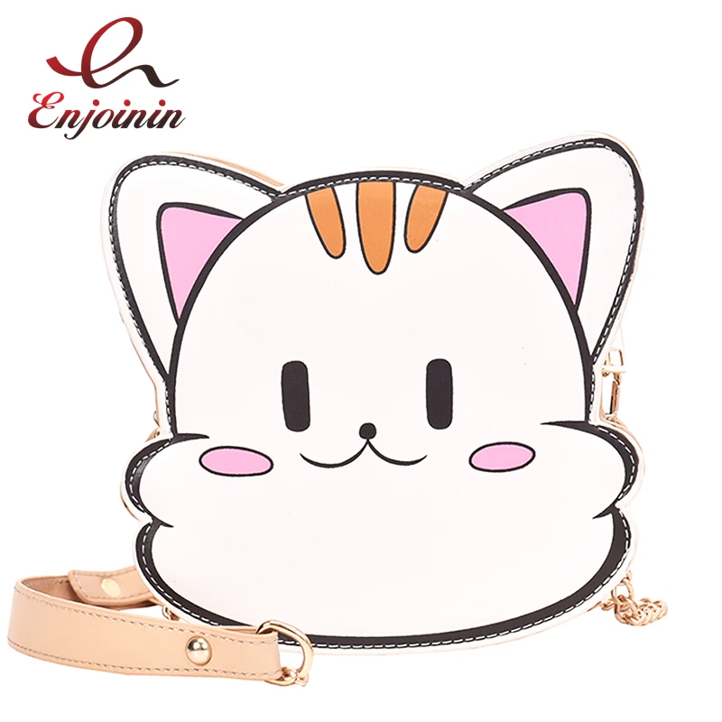 Сумка через плечо из искусственной кожи с милым рисунком кота для девочек сумка