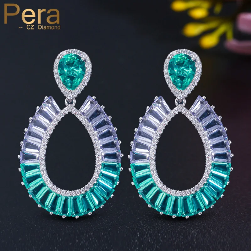 

Серьги-подвески Женские Длинные Голубые/фиолетовые с фианитами, E556