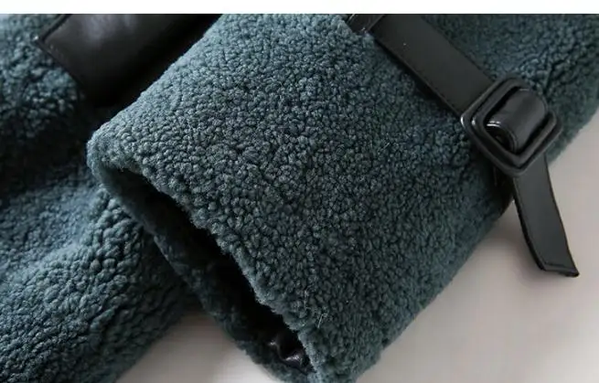 

Winter 2020 Fall Womens Thick Warm Pu Leather Patchwork Lamb Fur Long Overcoat , Women Elegant 5xl High Waist Green Coats