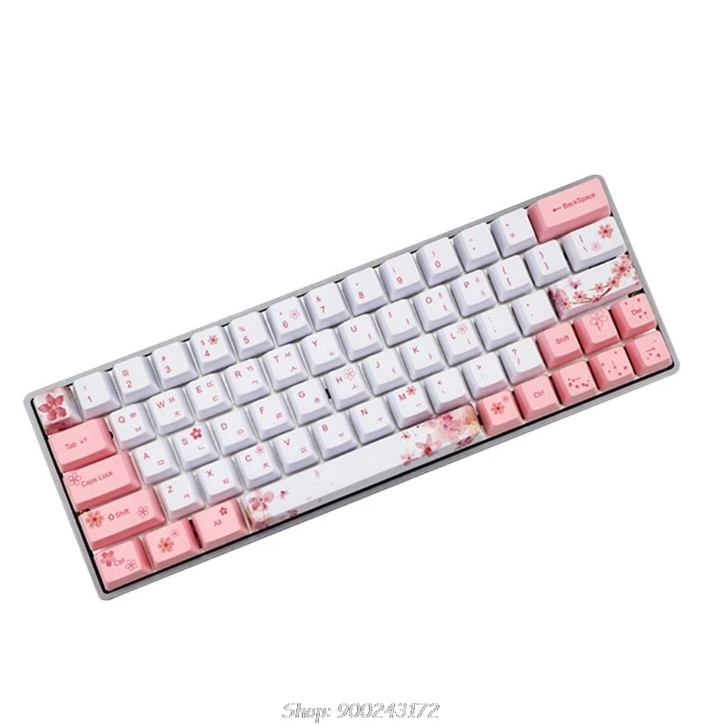 

73 Keys OEM PBT Keycaps Full Set Mechanical Keyboard Keycaps PBT Dye-Sublimation Cherry Blossom Keycaps Japanese S30 20 Dropship
