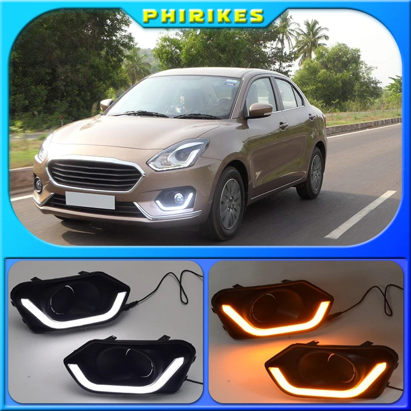 

1pair ABS Car DRL Lamp LED Daytime Running Light Daylight For Suzuki Dzire 2017 2018 Turn Signal Relay Waterproof