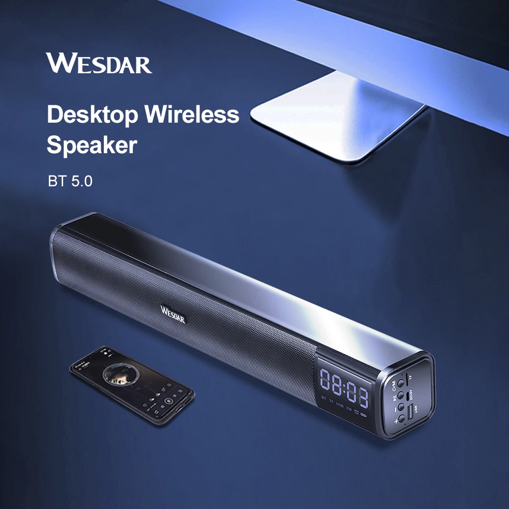 

Clock Wireless Speaker 5.0with LED Digital Display Wired Wireless Home Theatre Surround Sound Support Mobile Computer Connection