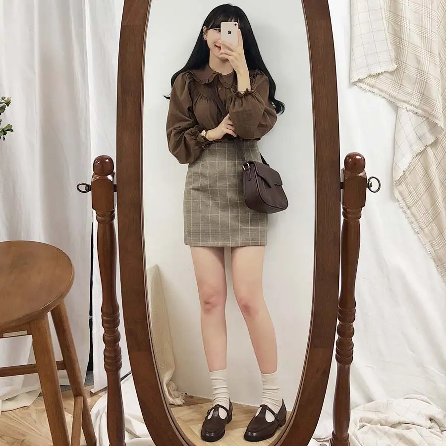 

A line S-XL New Plus Size summer short Skirts Plaid Skirt Women High Waist School Girl Skirt Vintage mini skrits short Pleated