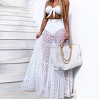 Ажурные сетчатые пляжные юбки в горошек, летняя Праздничная юбка, Прозрачная Сексуальная Пляжная Юбка