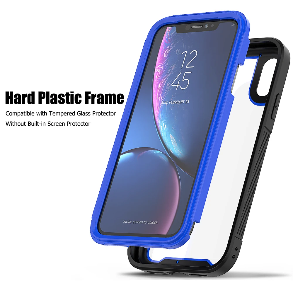 Для iPhone XR X XS 7 8 Plus чехол для телефона двухслойный из ТПУ + ПК гибридный Чехол