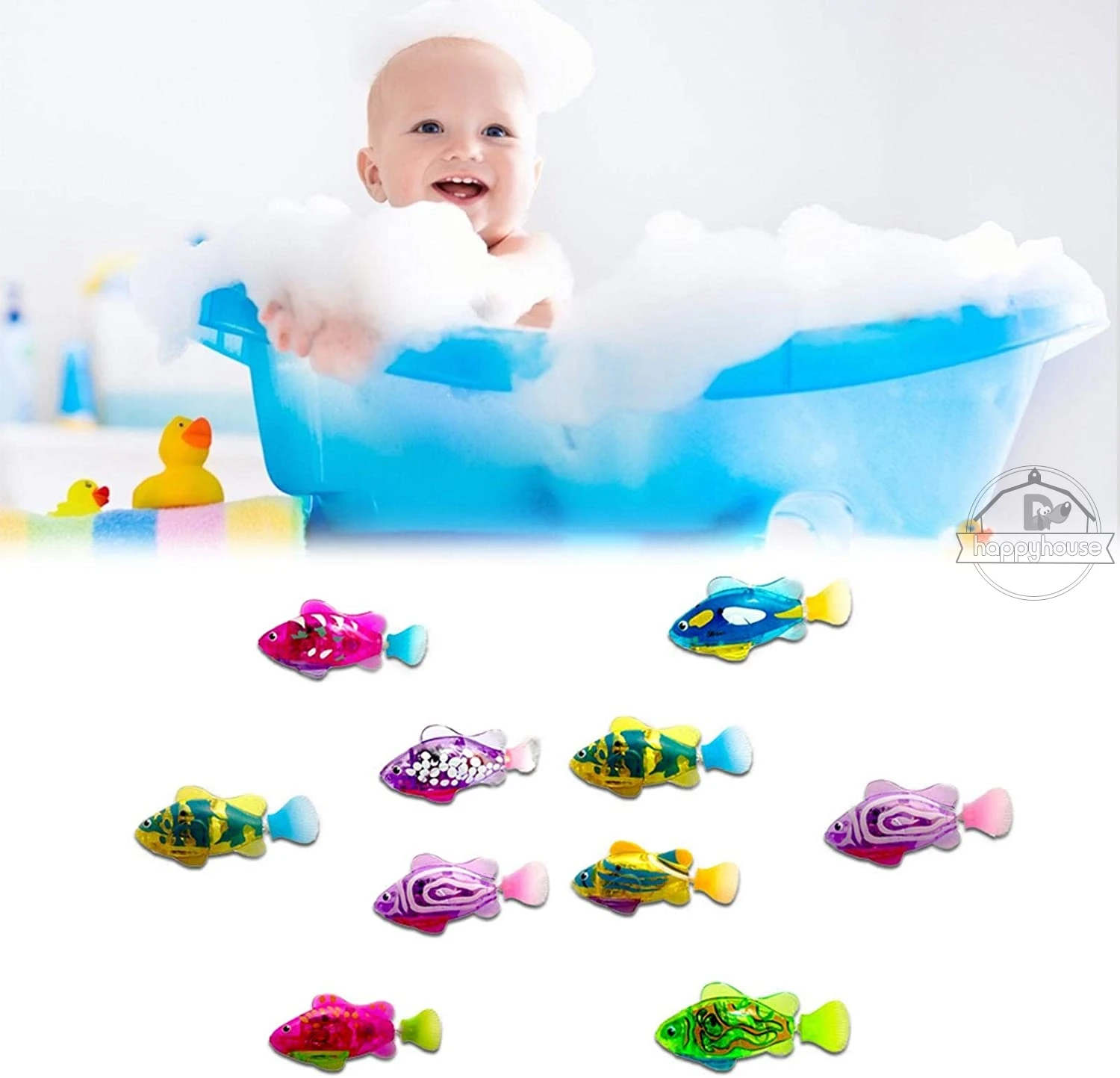 Детские игрушки для ванной детей Плавание ming Робот Рыба с светодиодный