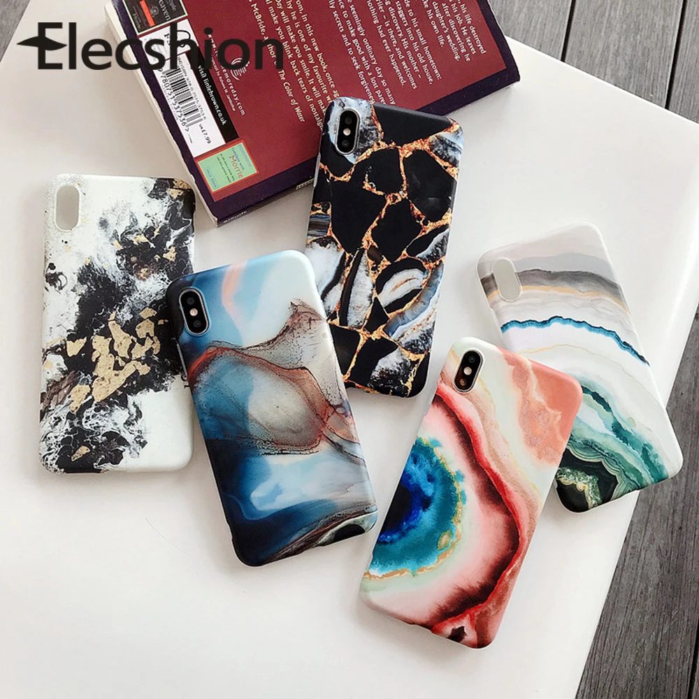 Винтажный мраморный чехол для телефона iPhone 7 8 Plus XR X 6s 6 XS Max роскошные модные чехлы