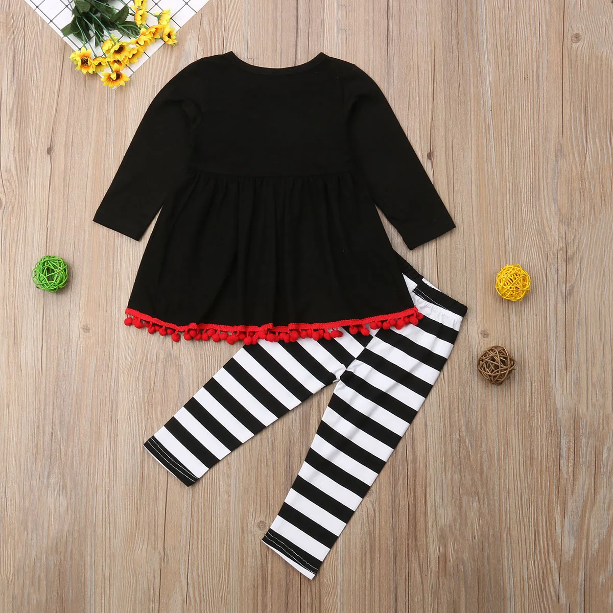 Cartoon Toddler Kids Baby Girls Autumn Clothes Long Sleeve T-shirt Tops Dress+Strap Pants Leggings Tousers 2PCS Outfits Set 2-7T | Детская