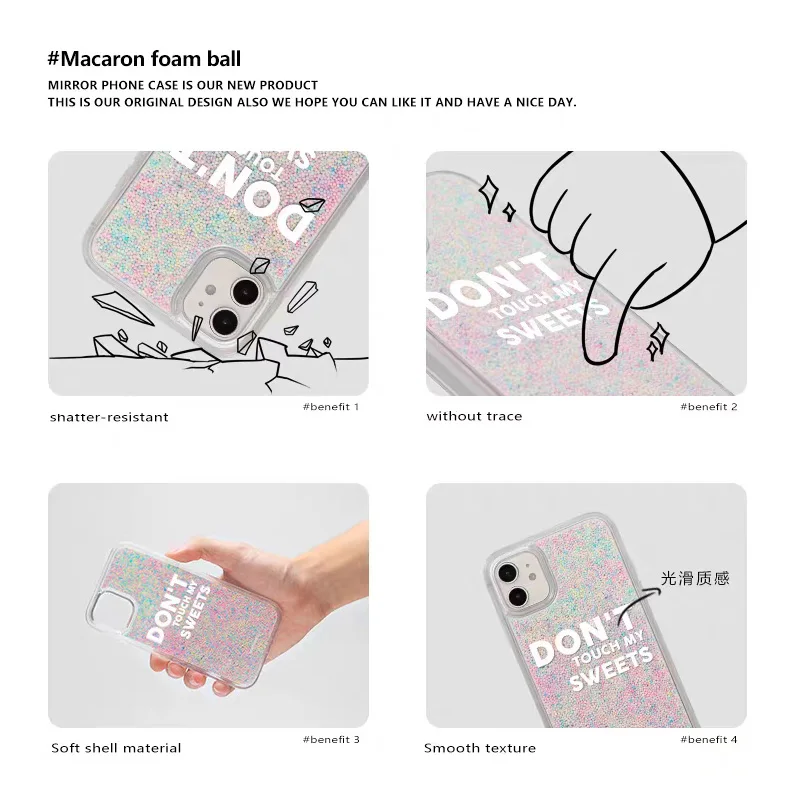 Пользовательский чехол с именем для iPhone 12 Pro Max SE 2020 Крышка симпатичных макаронных шариков DIY логотип 11 6 7 8 Plus XS XR Обложки на.