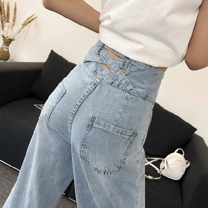 2021 Summer New High-Waisted Wide-Leg Xuanya Jeans Female Korean Version Of Thin Trousers Thin Drape Straight Leg  - buy with discount