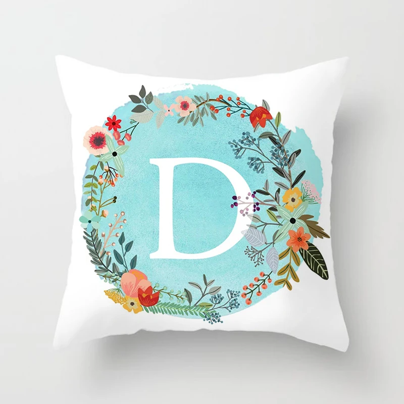 Чехол для подушки с белыми буквами Fuwatacchi на синем фоне наволочка цветочным