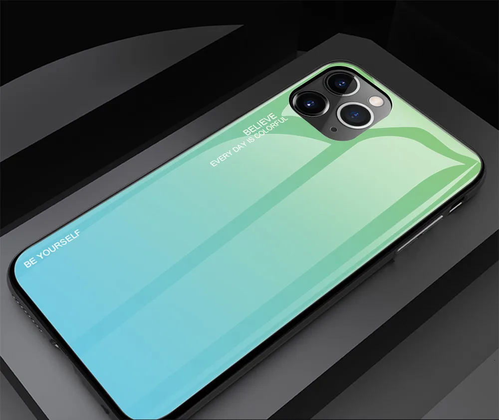 Градиентный чехол для телефона из закаленного стекла для Apple iPhone 11 Pro Max X XS XR 8 7 Plus 6 6S силиконовый мягкий край бампер 1000 шт