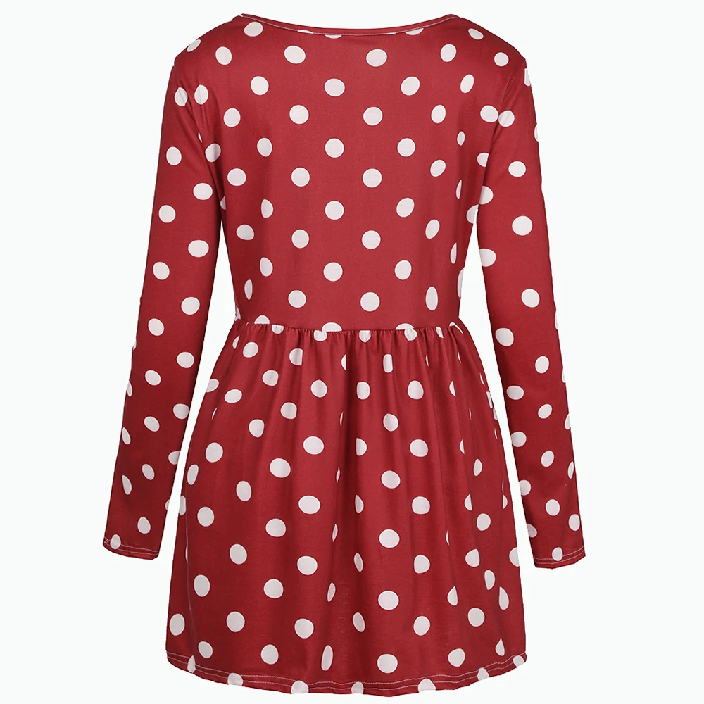 Женская туника в горошек для беременных свободная футболка с оборками размера