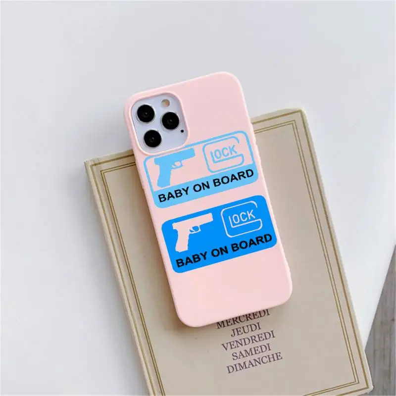 

CUTEWANAN Glock Handgun Shell Phone Case Pink Candy Color for iPhone 11 12 mini pro XS MAX 8 7 6 6S Plus X SE 2020 XR