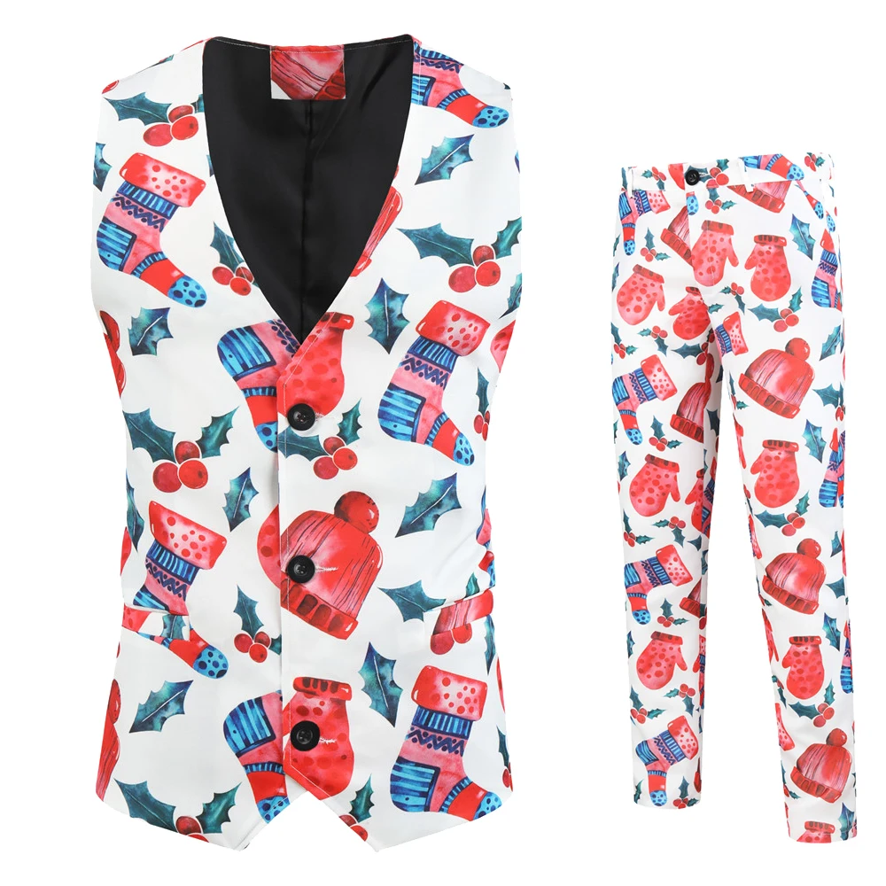 3 шт. (пиджак + жилет брюки) мужской повседневный приталенный Блейзер с принтом