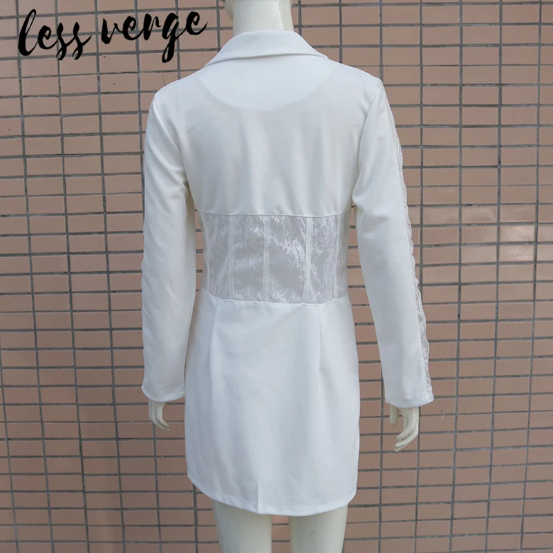 Женское офисное платье-блейзер lessverge белое платье с длинным рукавом и глубоким