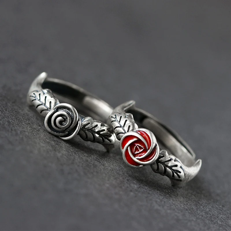 

Fashion creative new retro rose flower men's and women's couple rings trendy personality flow jewelry accessories wholesale