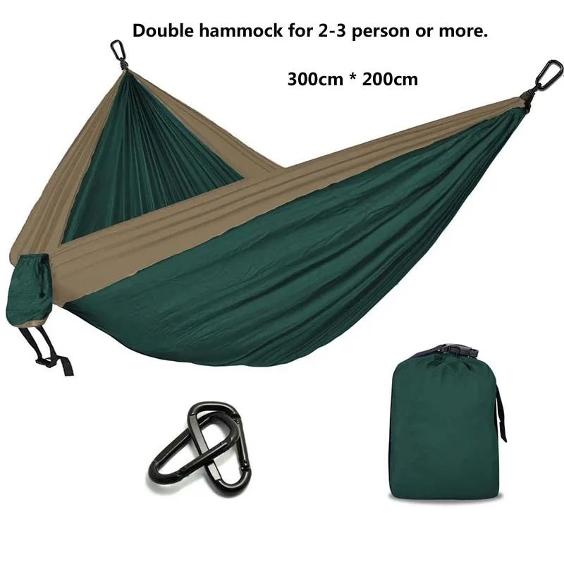Dark green and camel Гамак-парашют для кемпинга выживания садовая уличная мебель Досуг Спящая Hamaca путешествия двойной гамак 300*200 см - Цвет: Dark green and camel