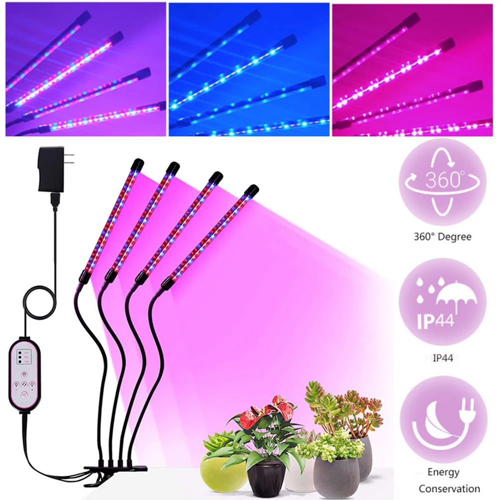 

Plant Grow Light Clip Phyto Growth Lamp with Adjustable Lightness and Timing Function for Indoor Greenhouse Plants Vegetables