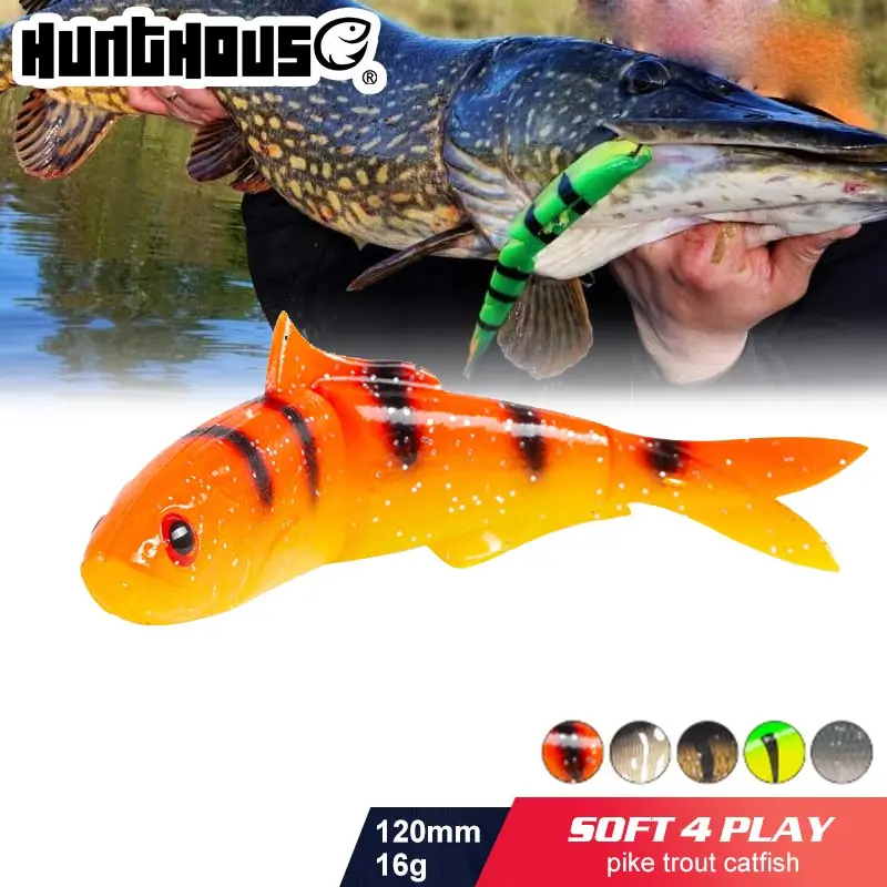 

Hunthouse fishing soft 4 play Cannibal lure Artificial Bait 120mm/16g PVC wobbler silicone swimbait for pike trout catfish pesca