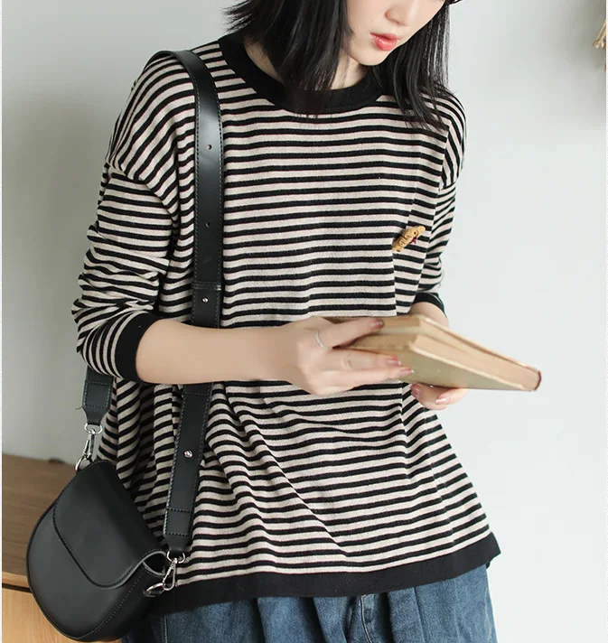 Осенне-зимний свитер женский модный вязаный большой размер свободные пуловеры