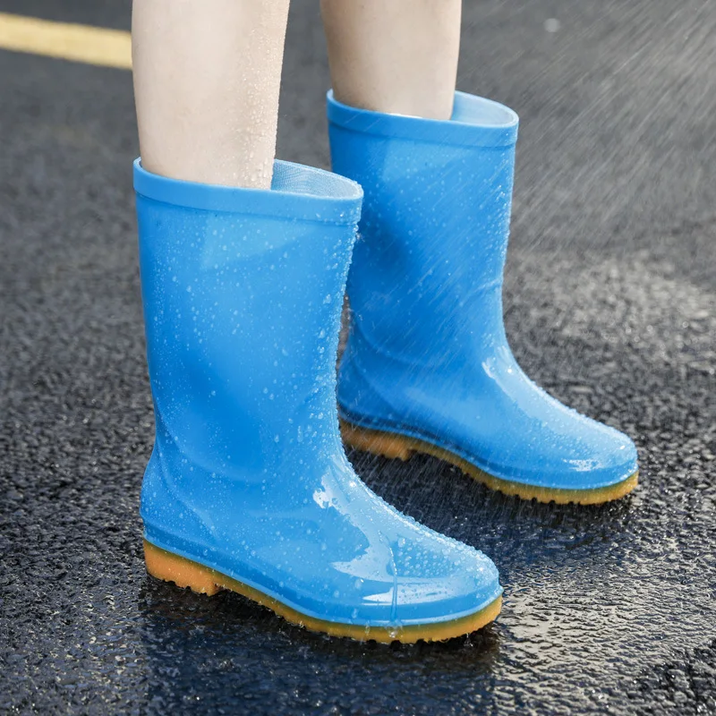 Women Outdoor Mid-Calf Rain Boots Light Comfort Work Water Boots Female Non-slip Waterproof PVC Shoes Flat Platform Rainboots
