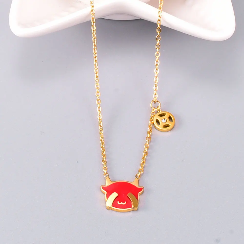 Хит продаж: женские туфли с красной ожерелье в форме быка женский браслет