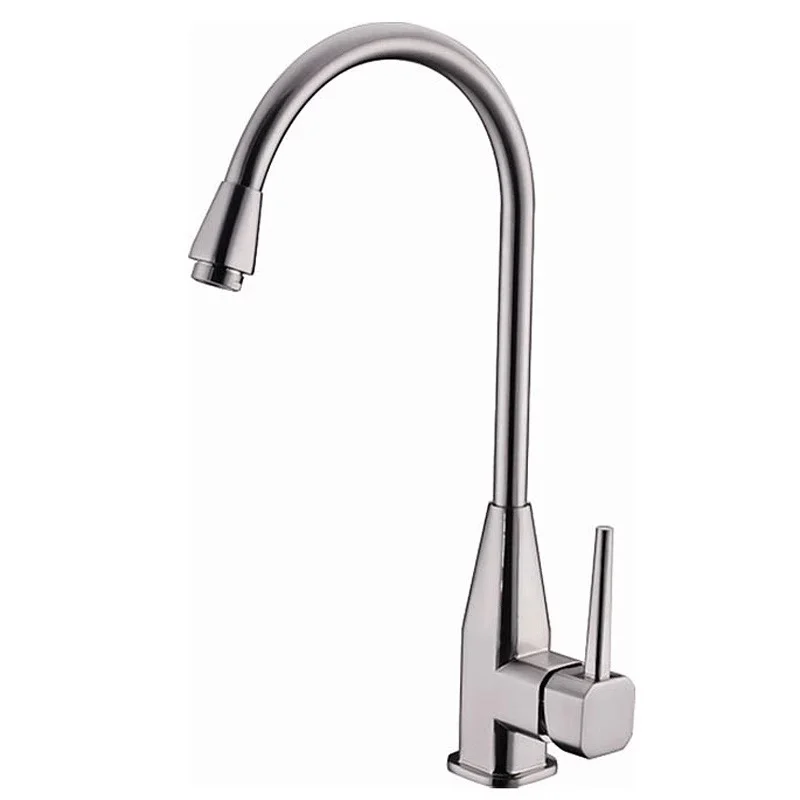 

Кухонный смеситель, поворотный на 360 градусов, смеситель из твердого цинкового сплава с одной ручкой для раковины, хромированный, для горяче...
