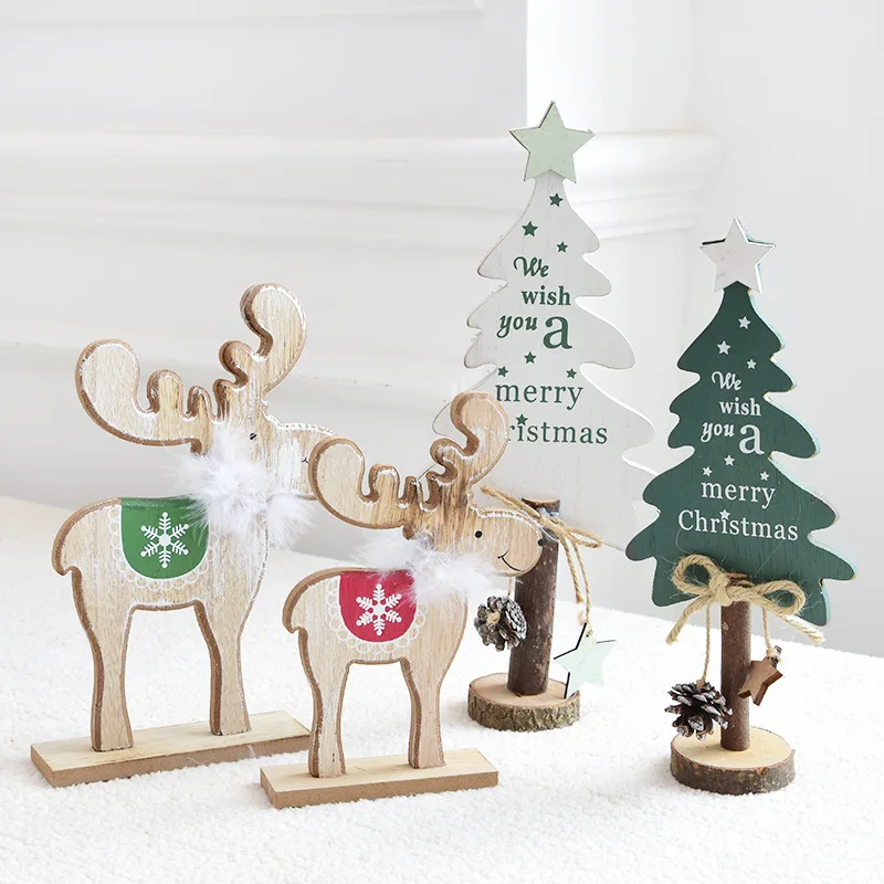 Новогодняя Скандинавская деревянная Маленькая рождественская елка украшенная