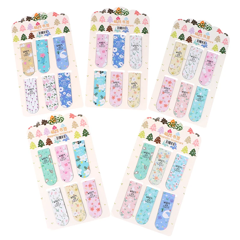 

Colored Flowers Magnetic Bookmarks Stationery Double Sided Bookmark Office School Supplies Students