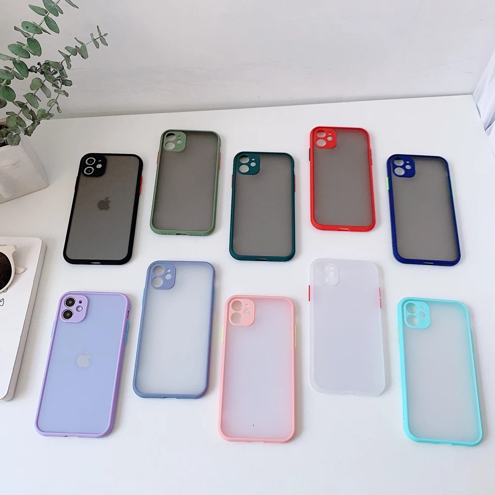 Цветной бампер Macarons Матовый Прозрачный чехол для iPhone 11 12 iPhone11 Pro Max X Xs XR 7 8 Plus SE 2020