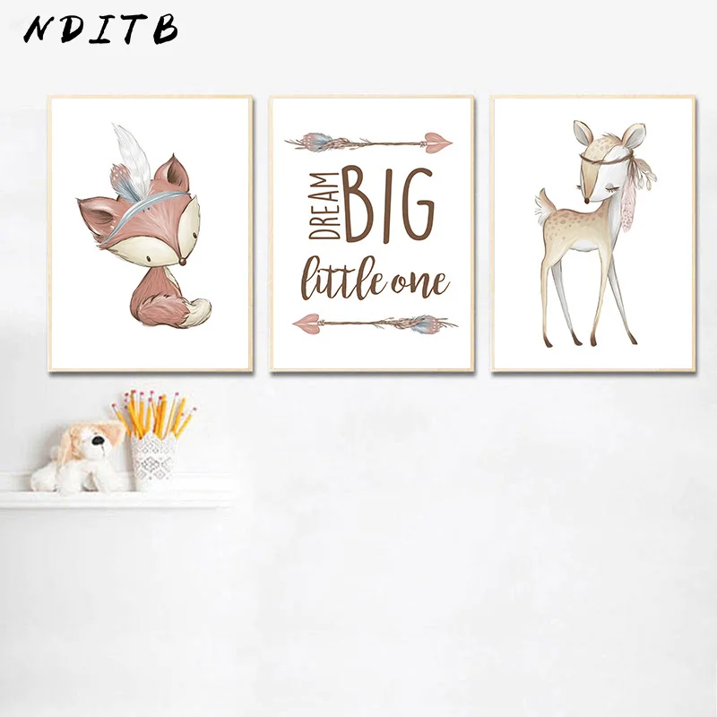 Детские стихи с изображением животных из племени леса оленя лисы постер Картина