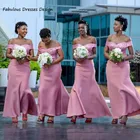 Женское платье подружки невесты, розовое платье до щиколотки с блестками и открытыми плечами, платье в африканском стиле для свадебной вечеринки, 2022
